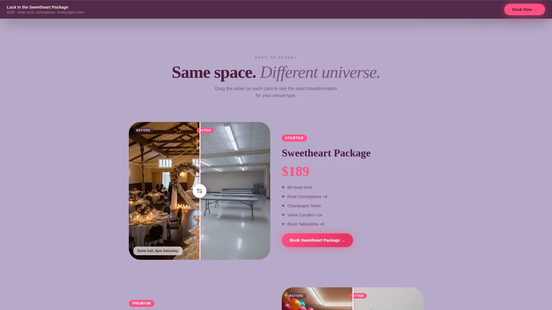 Valentine's Day Party Rental Landing Page Template
