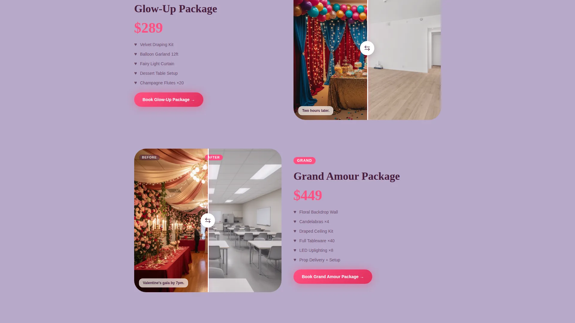 Valentine's Day Party Rental Landing Page Template