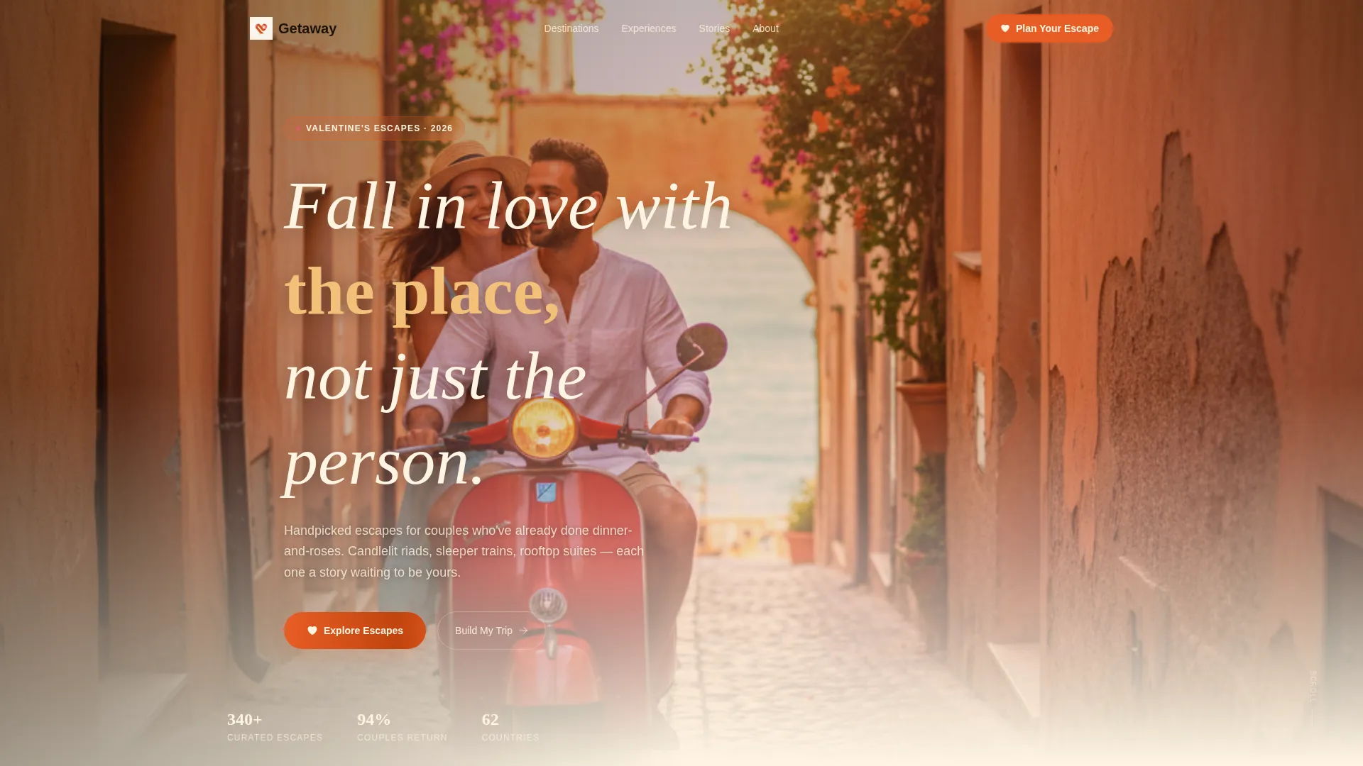 Romantic Valentine's Day Travel Landing Page Template