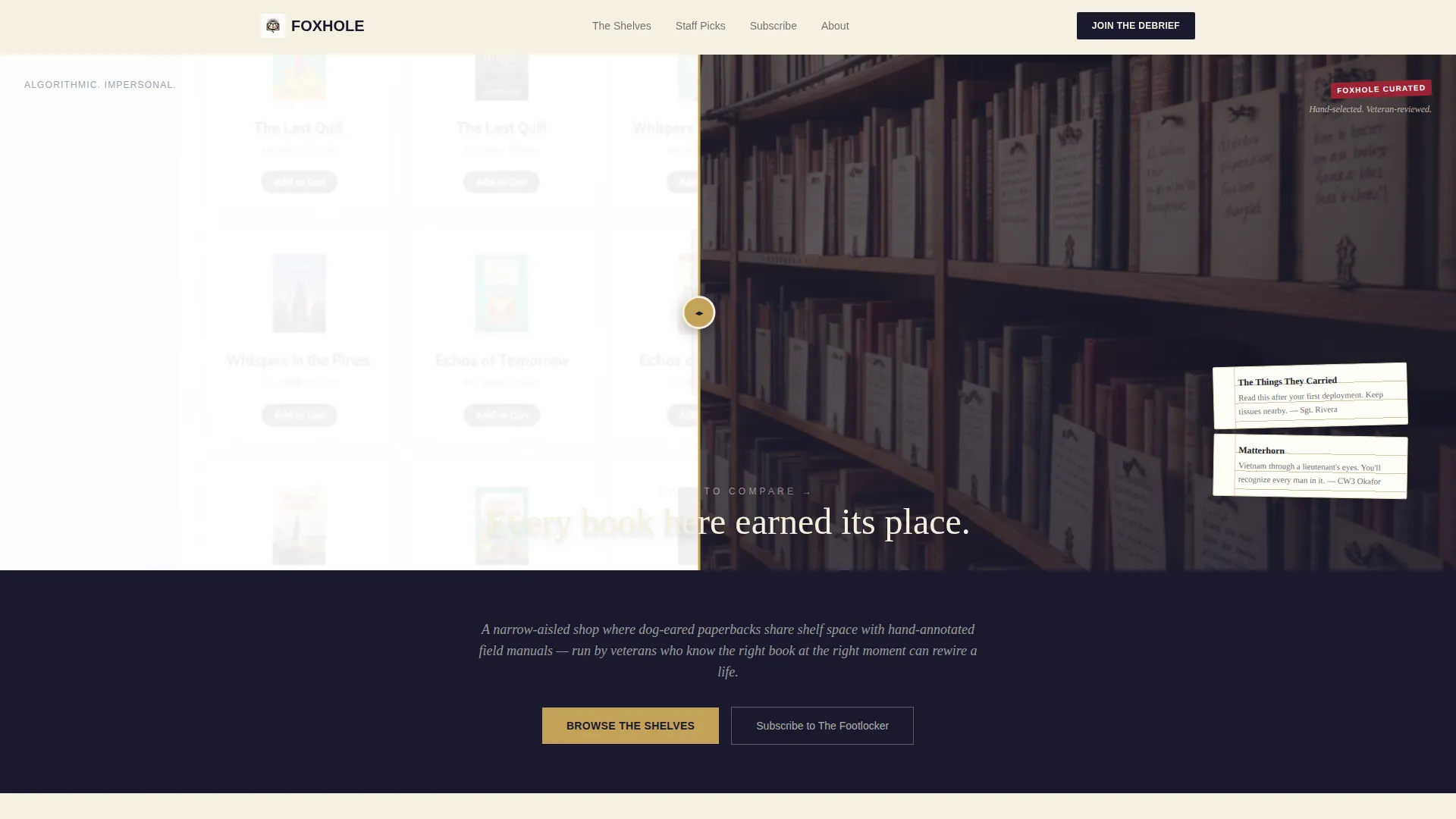 Veteran-Owned Bookstore Landing Page Template