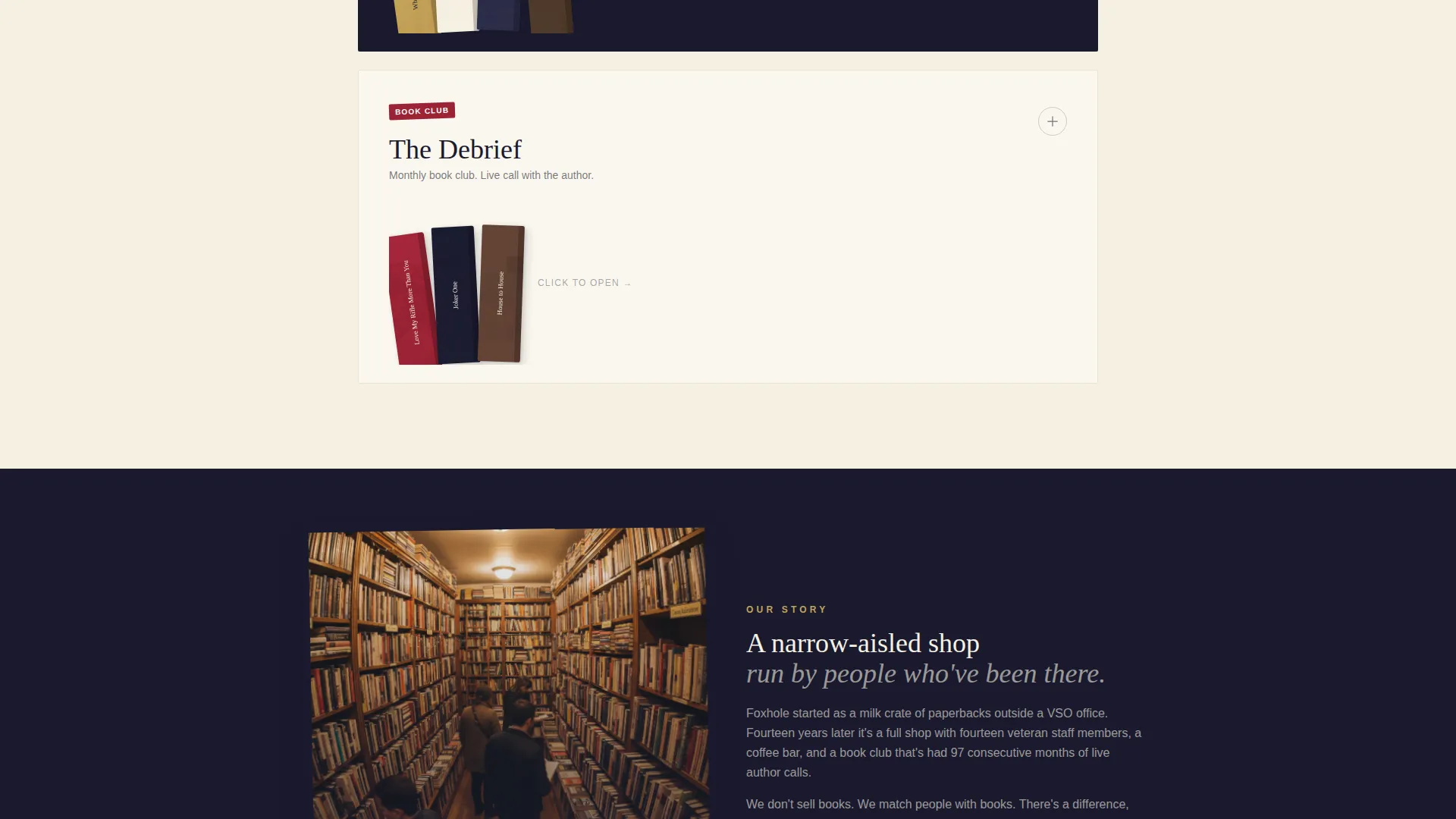 Veteran-Owned Bookstore Landing Page Template