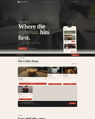 Veteran-Owned Café Bento Grid Landing Page Template