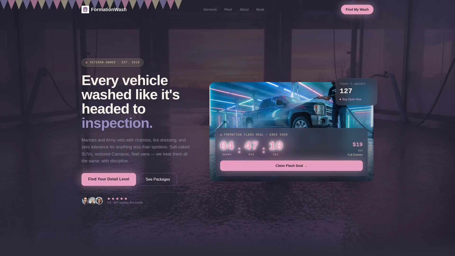 Veteran Car Wash Landing Page Template