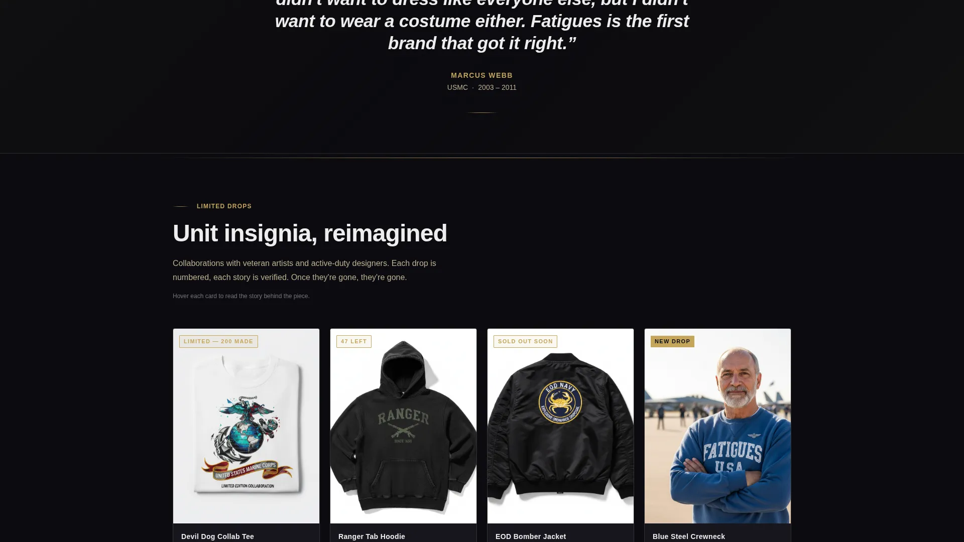 Bold Veteran-Owned Clothing Store Landing Page