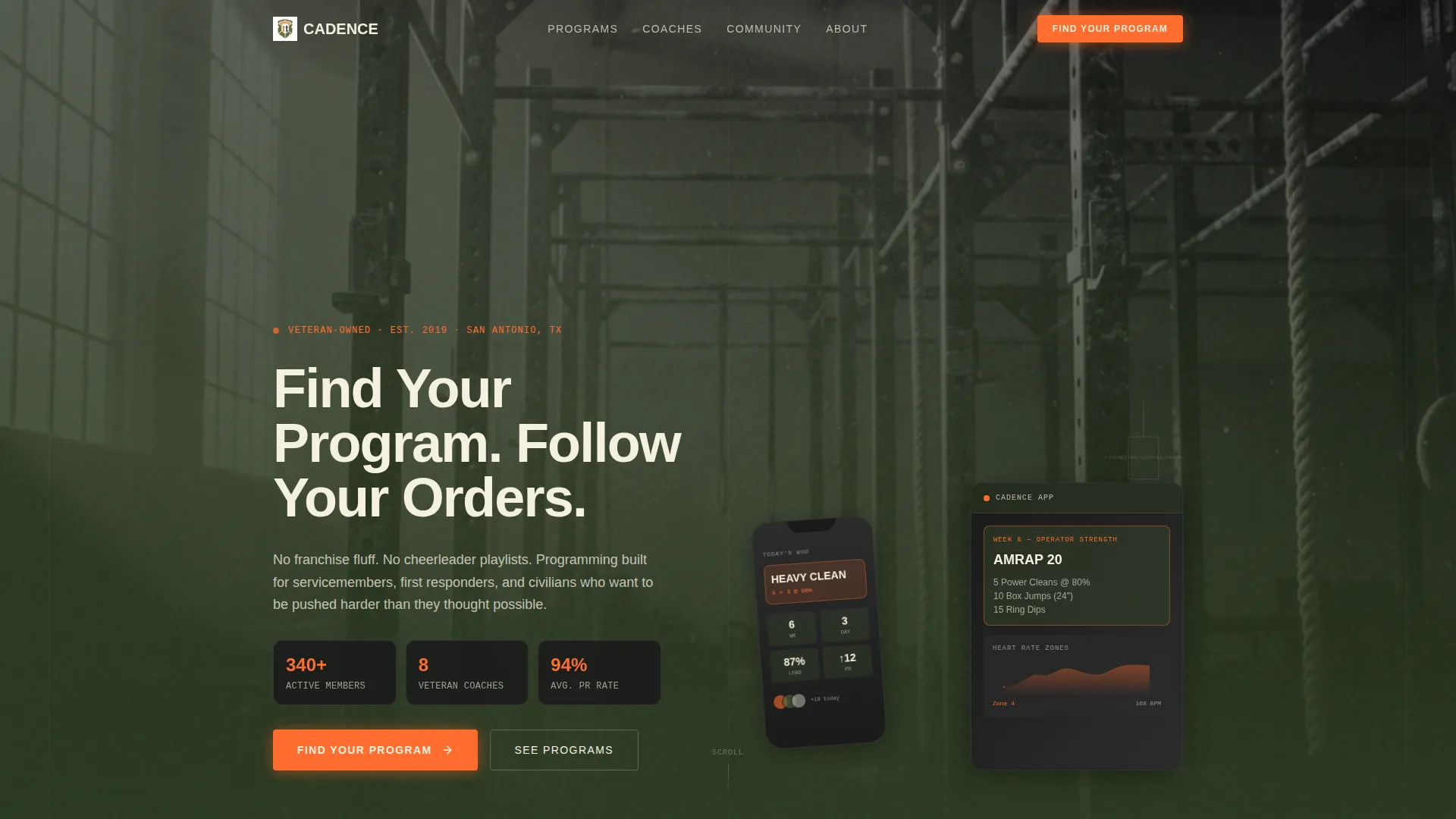 Fitness Landing Page Template for Veteran-Owned Gyms