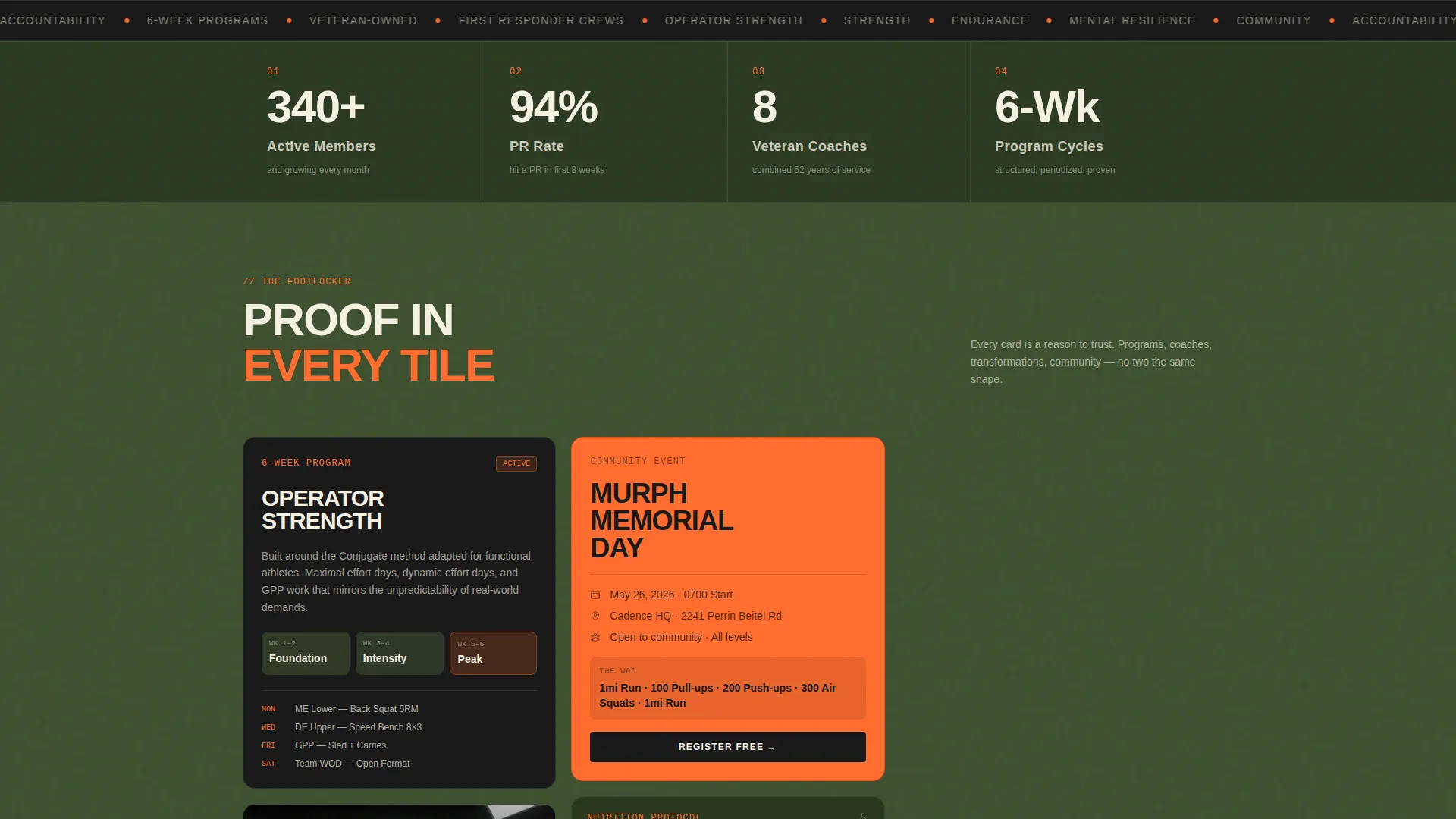 Fitness Landing Page Template for Veteran-Owned Gyms