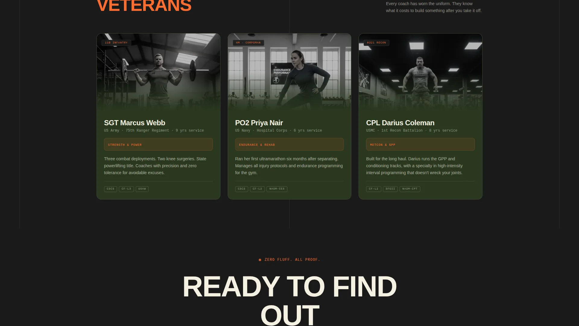 Fitness Landing Page Template for Veteran-Owned Gyms