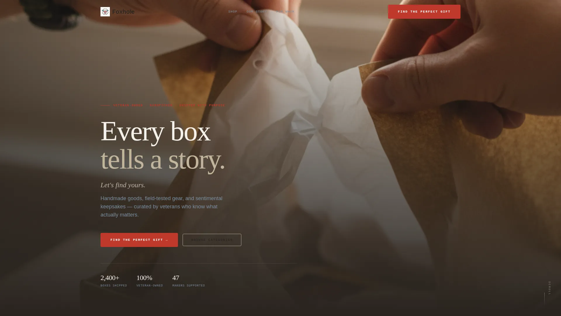 Veteran Gift Shop Landing Page Template