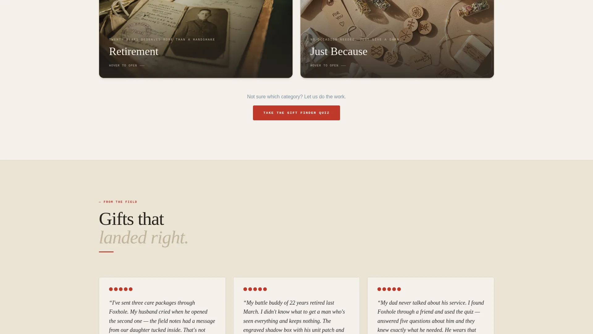 Veteran Gift Shop Landing Page Template