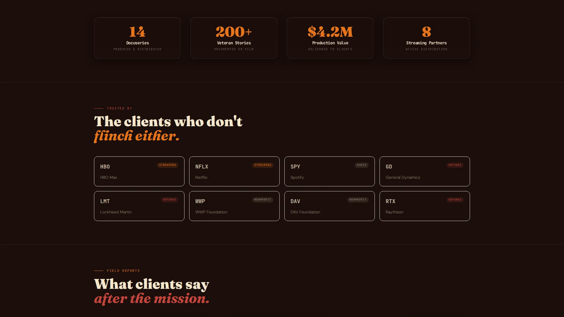 Bold Veteran-Owned Media Landing Page Template