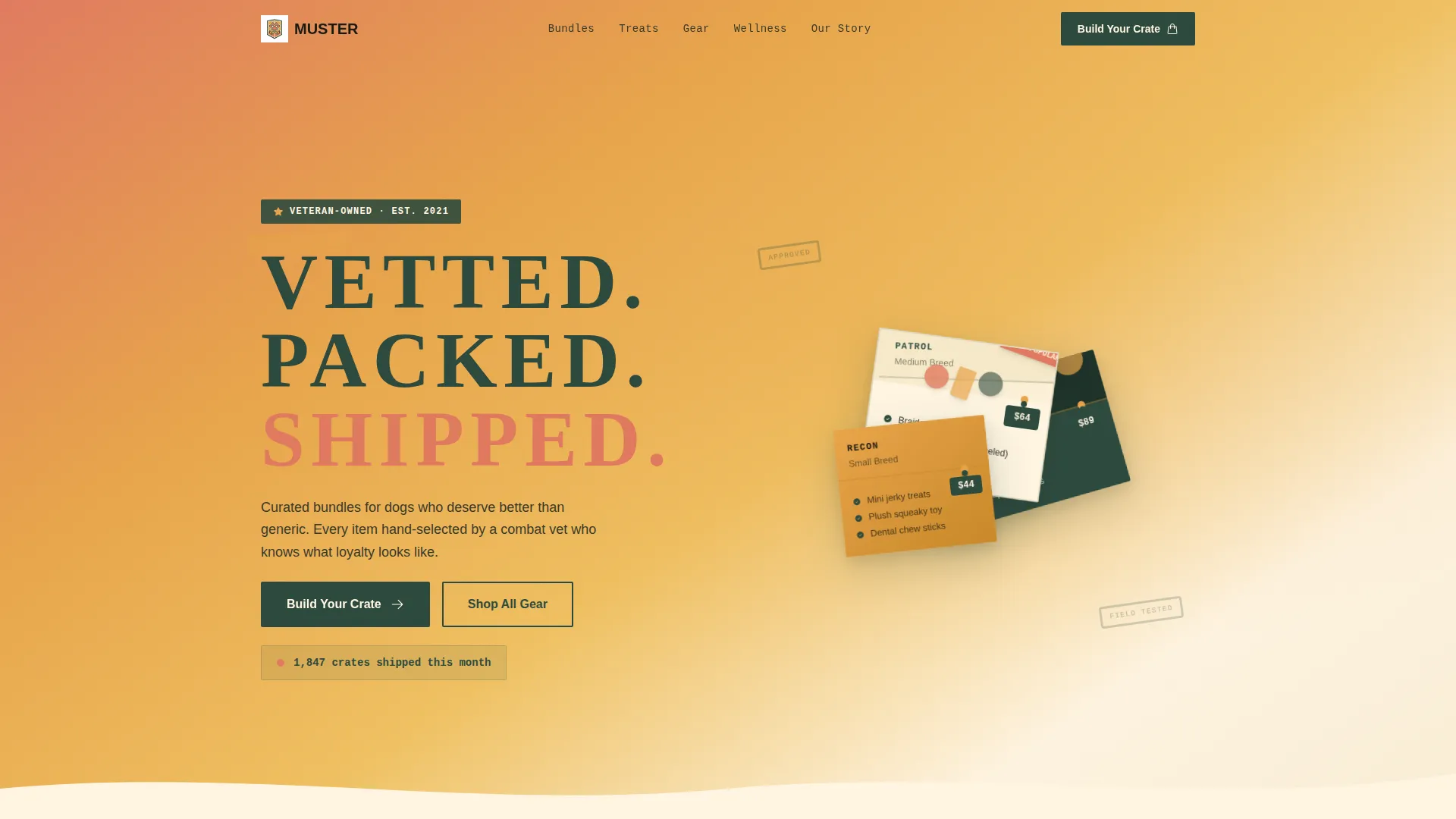 Veteran-Owned Pet Shop Landing Page Template