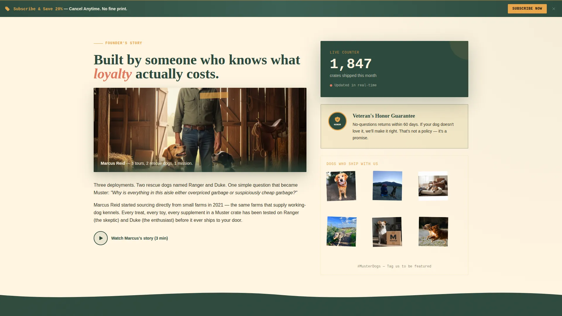 Veteran-Owned Pet Shop Landing Page Template