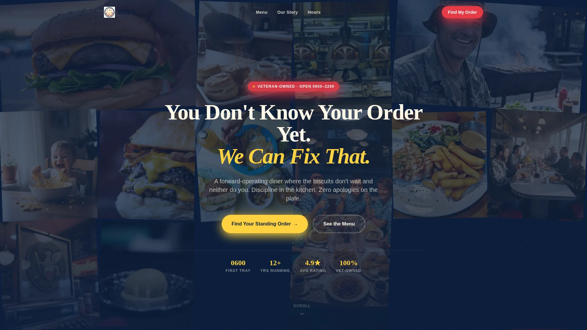 Bold Veteran-Owned Diner Landing Page Template
