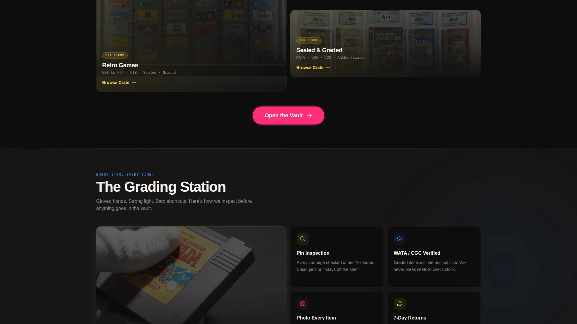 Collectibles & Retro Games Bento Grid Landing Page