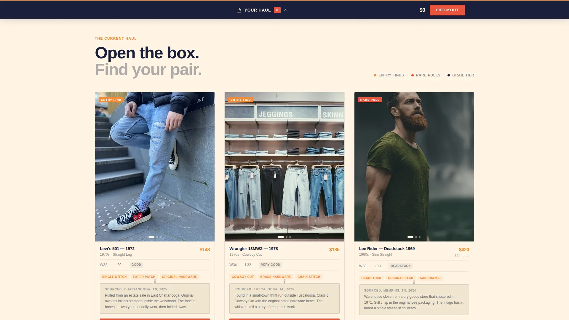 Retro Vintage Denim Store Landing Page Template