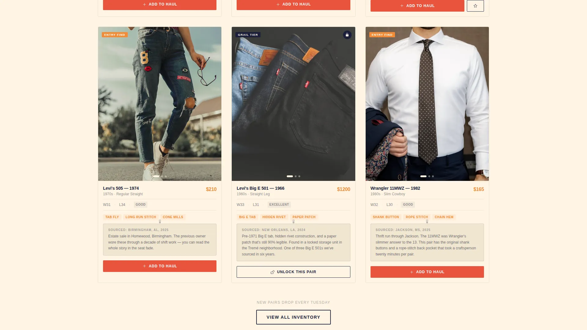 Retro Vintage Denim Store Landing Page Template