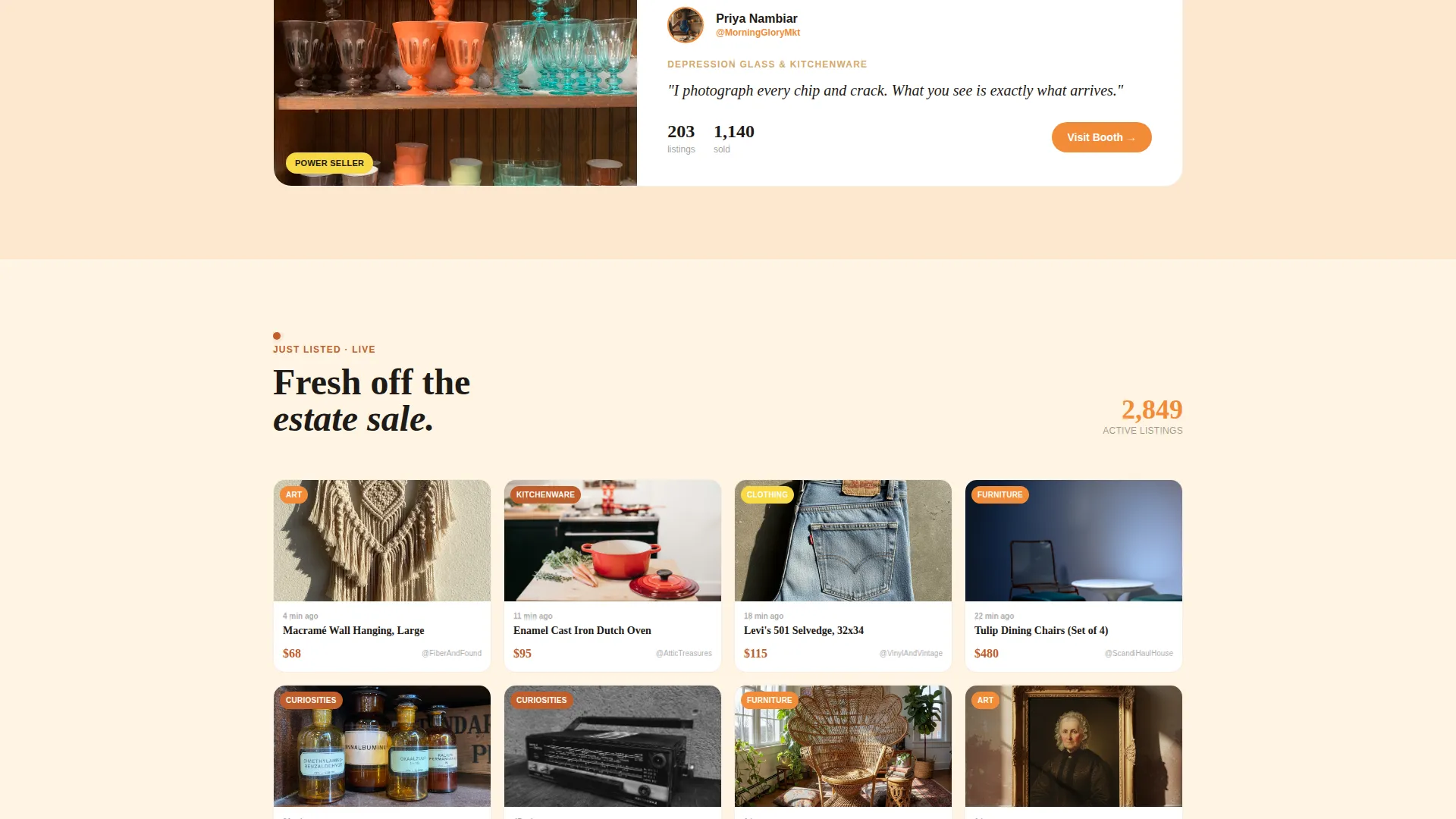 Vibrant Vintage Marketplace Landing Page Template