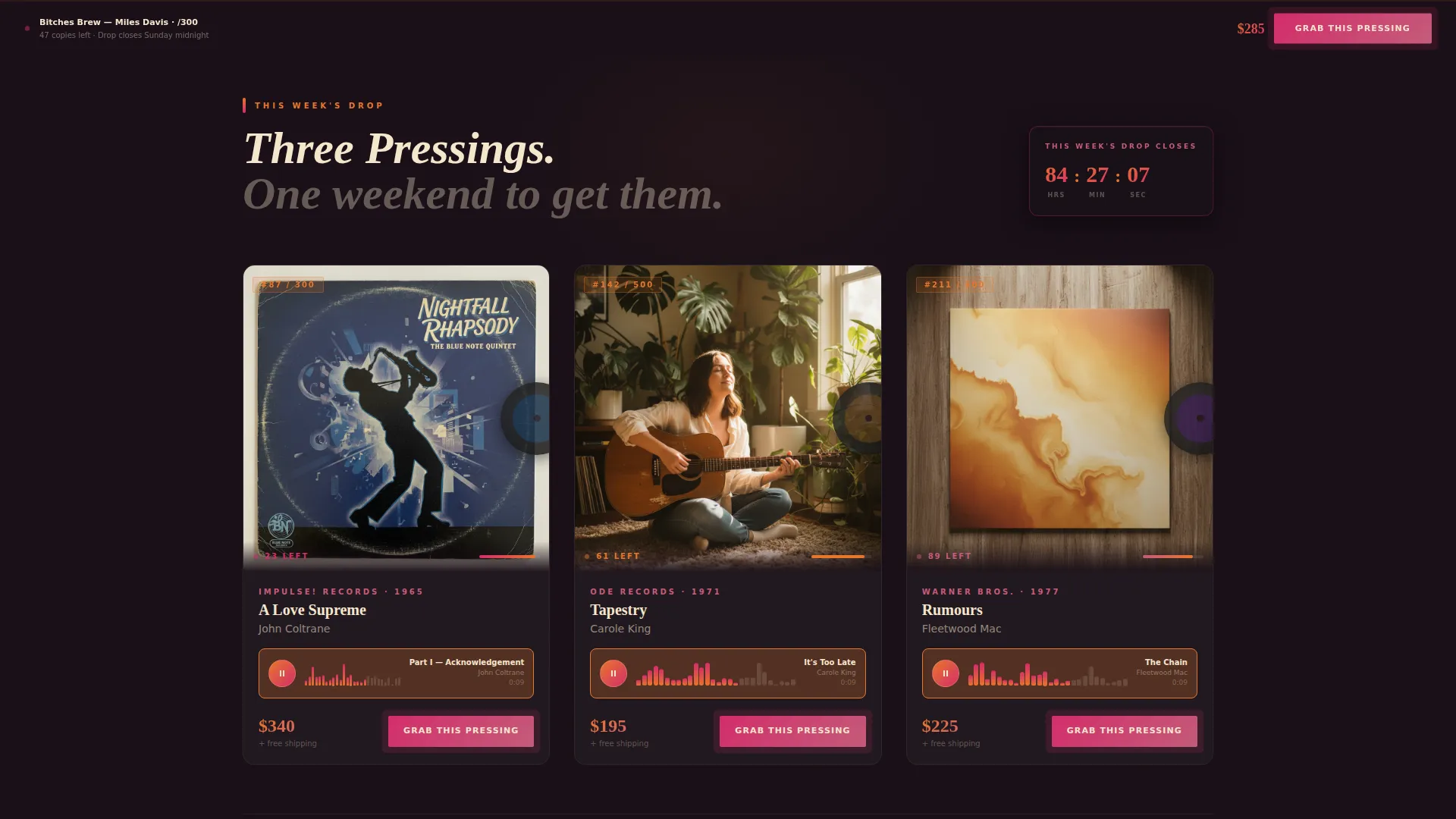Neo-Retro Vinyl Shop Landing Page Template