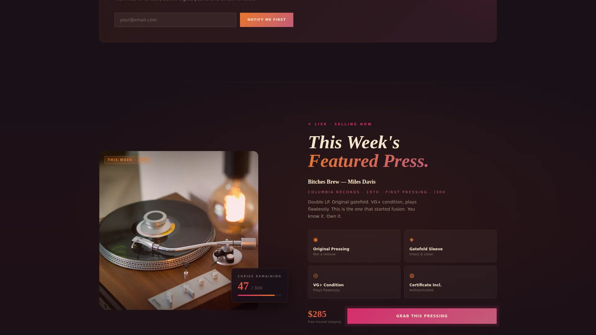 Neo-Retro Vinyl Shop Landing Page Template