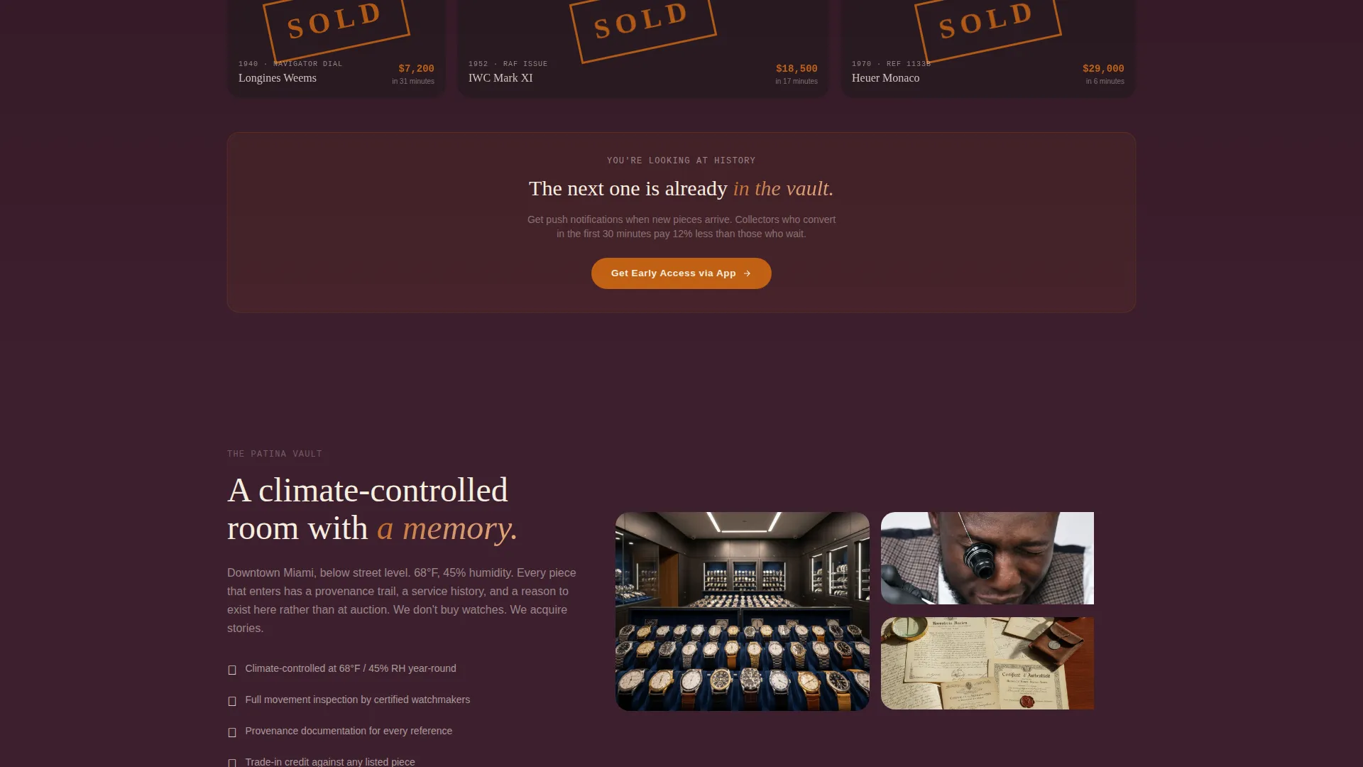 Vintage Watch Dealer Bento Grid Landing Page