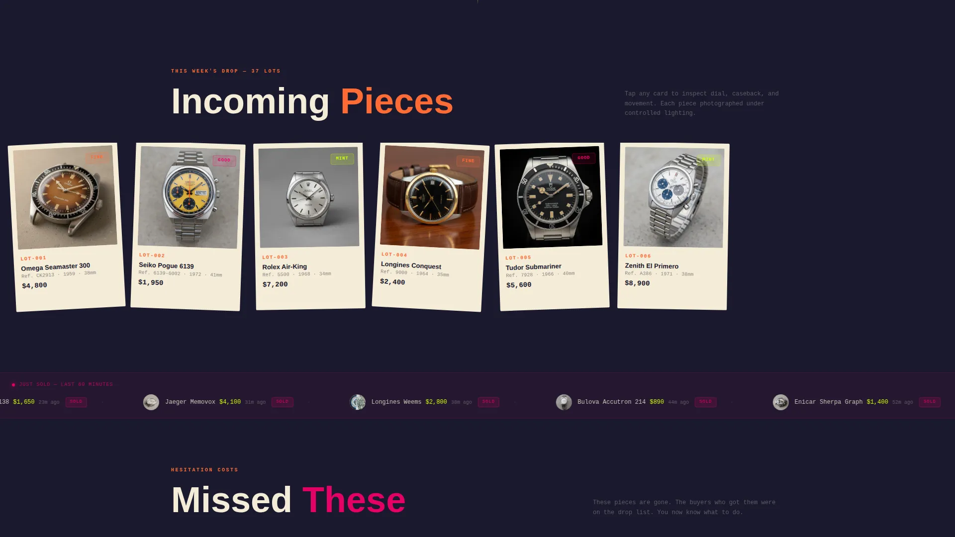 Vintage Watch Marketplace Landing Page Template