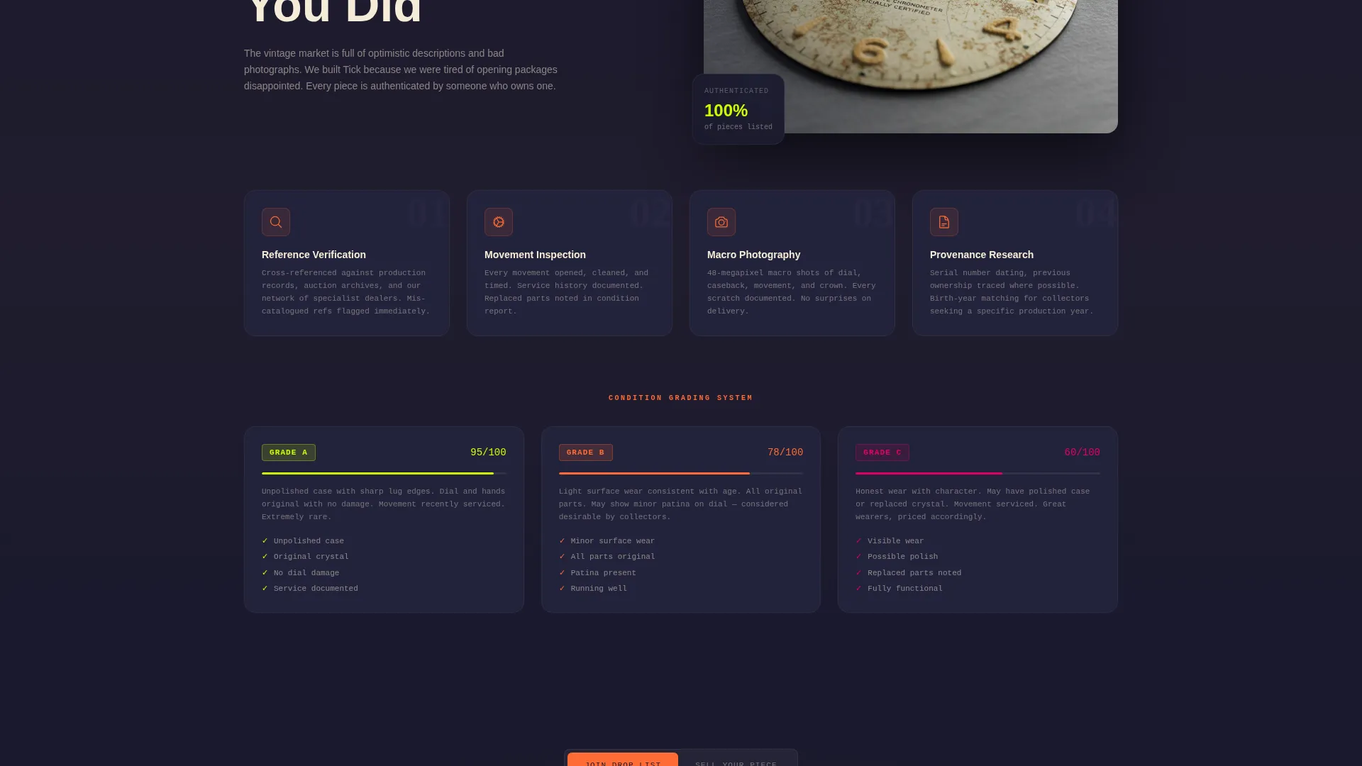 Vintage Watch Marketplace Landing Page Template