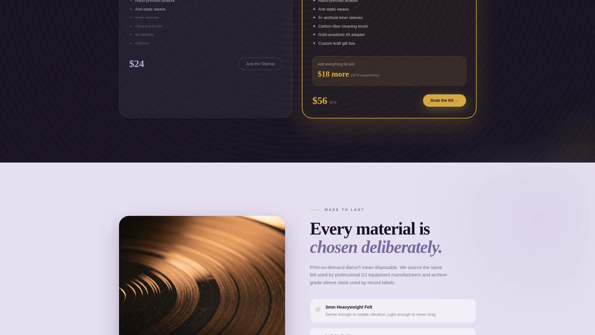Retro Vinyl Landing Page for Turntable Accessory Stores