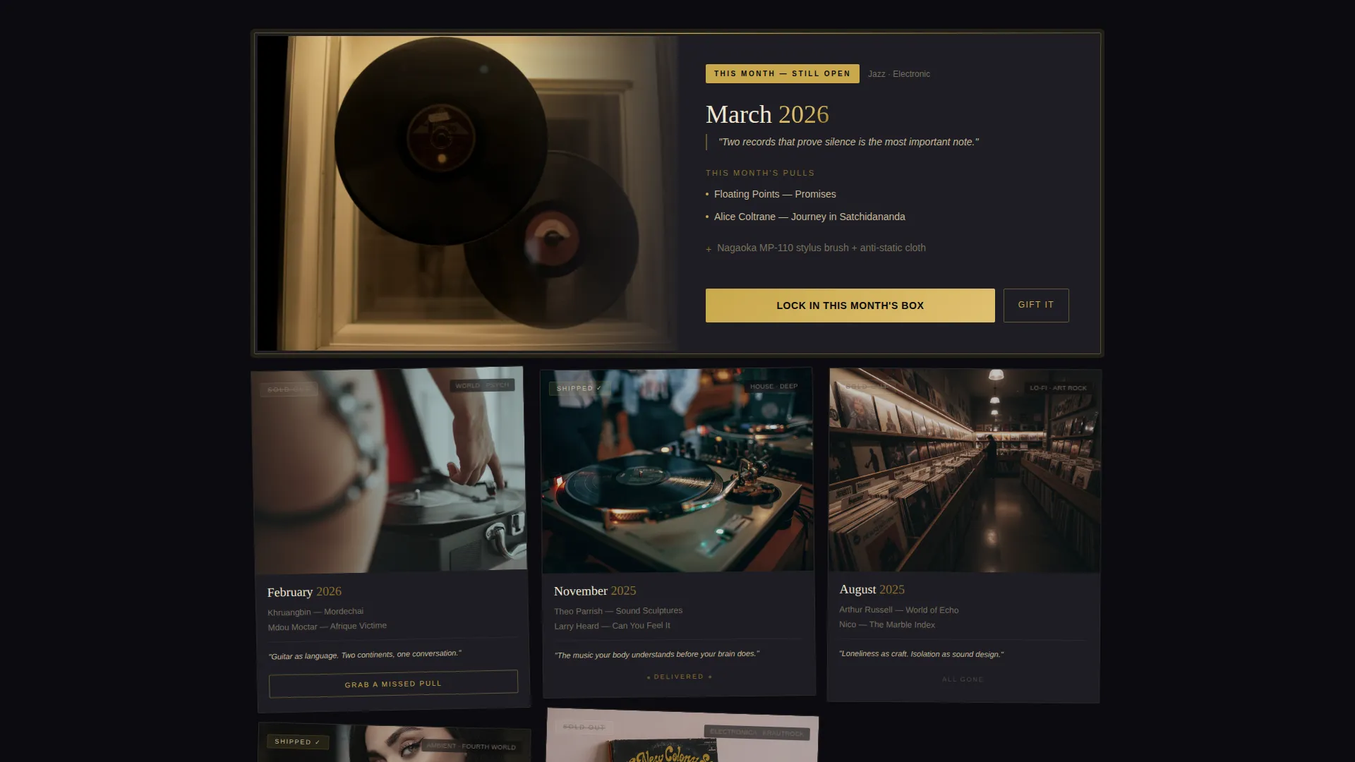 Vinyl Subscription Box Landing Page Template
