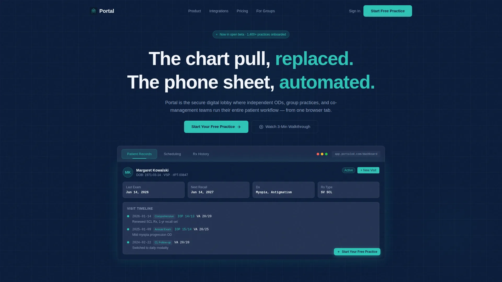 Optometry Client Portal Landing Page Template