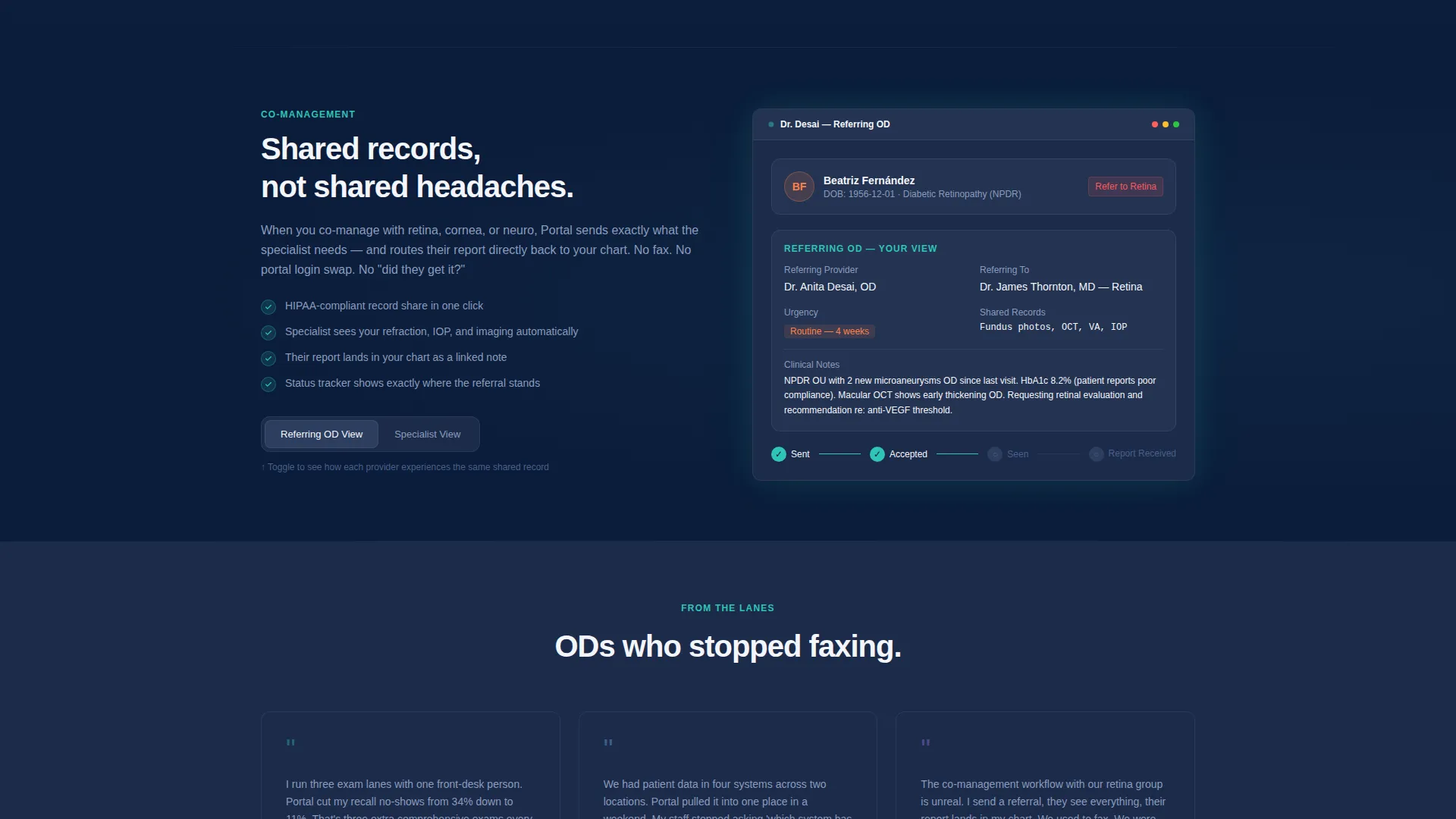 Optometry Client Portal Landing Page Template