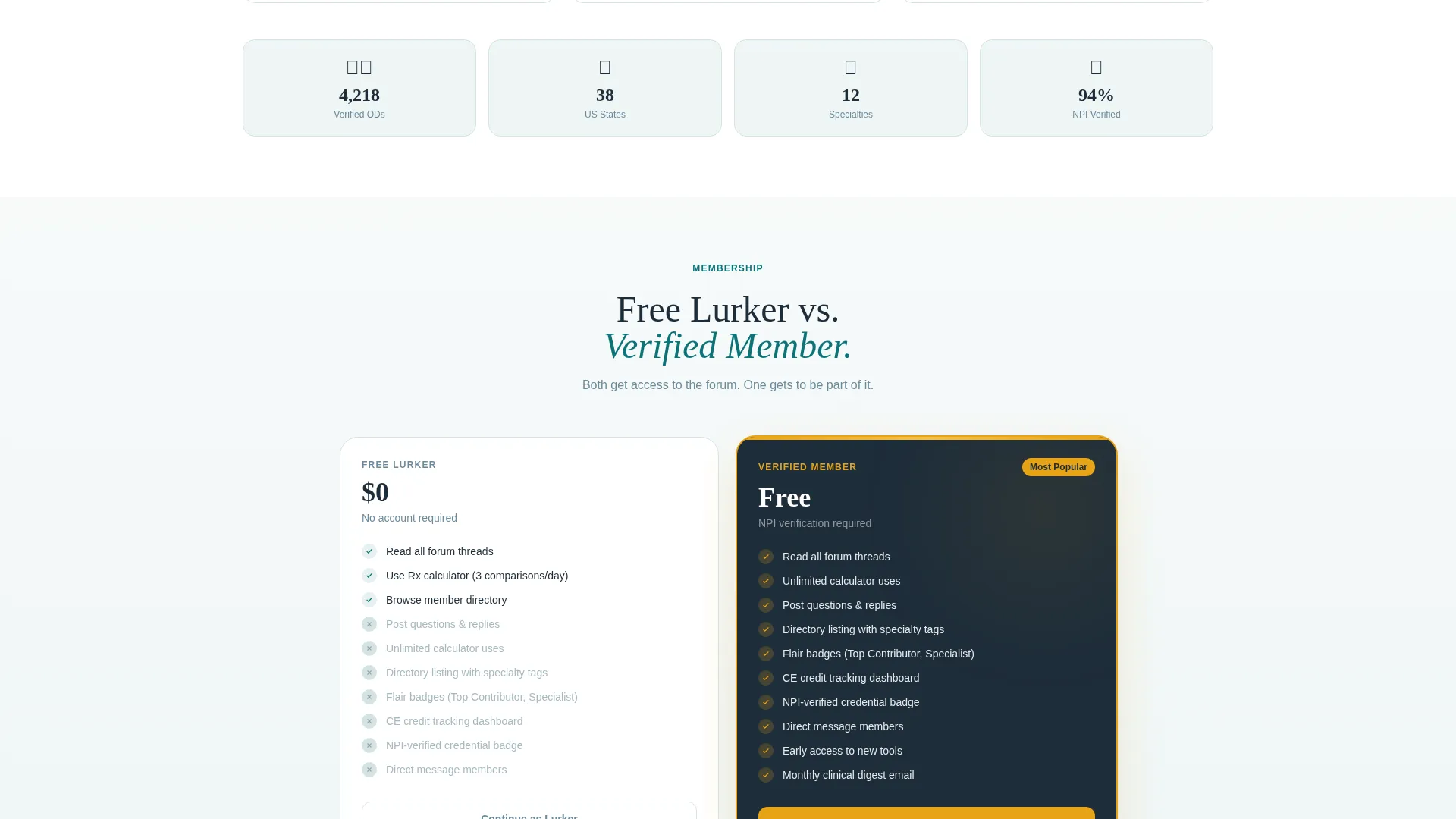 Optometry Community Forum Landing Page Template