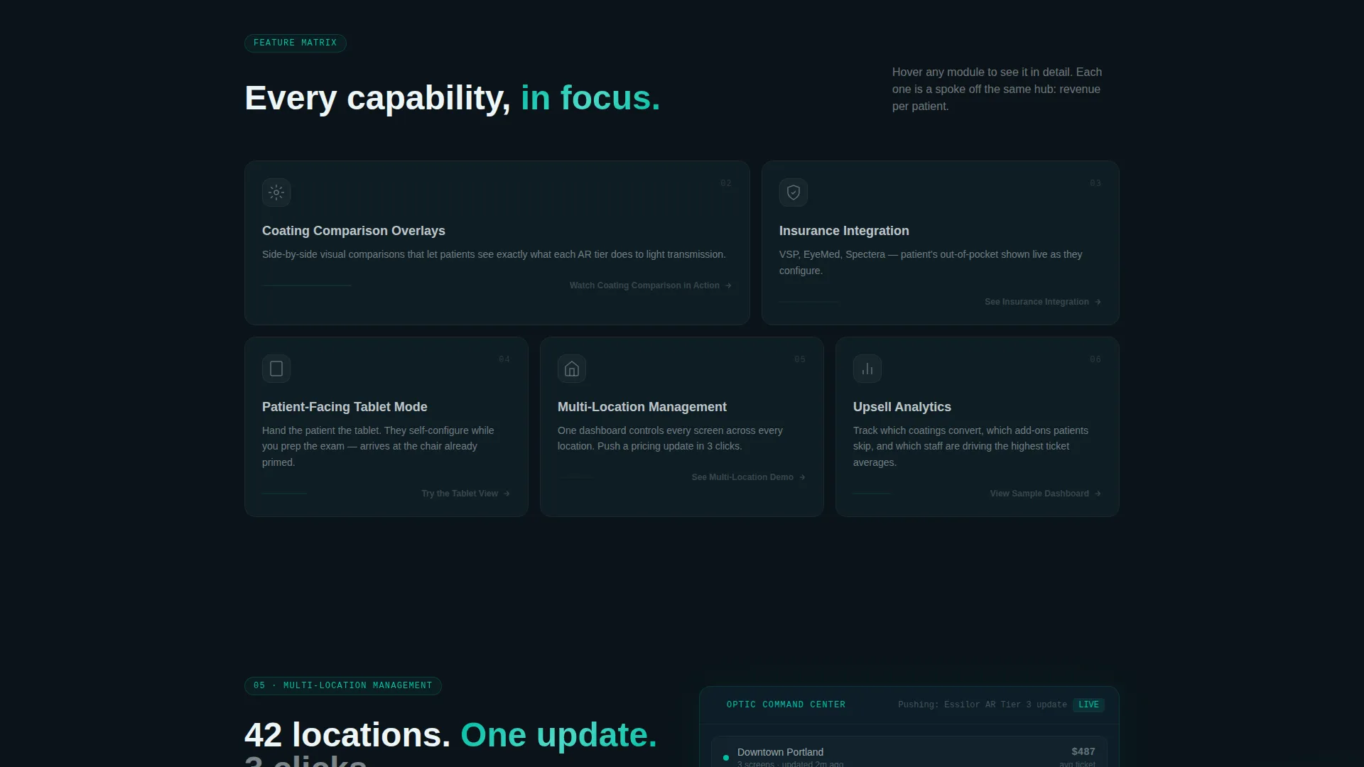 Optometry Digital Menu Landing Page Template