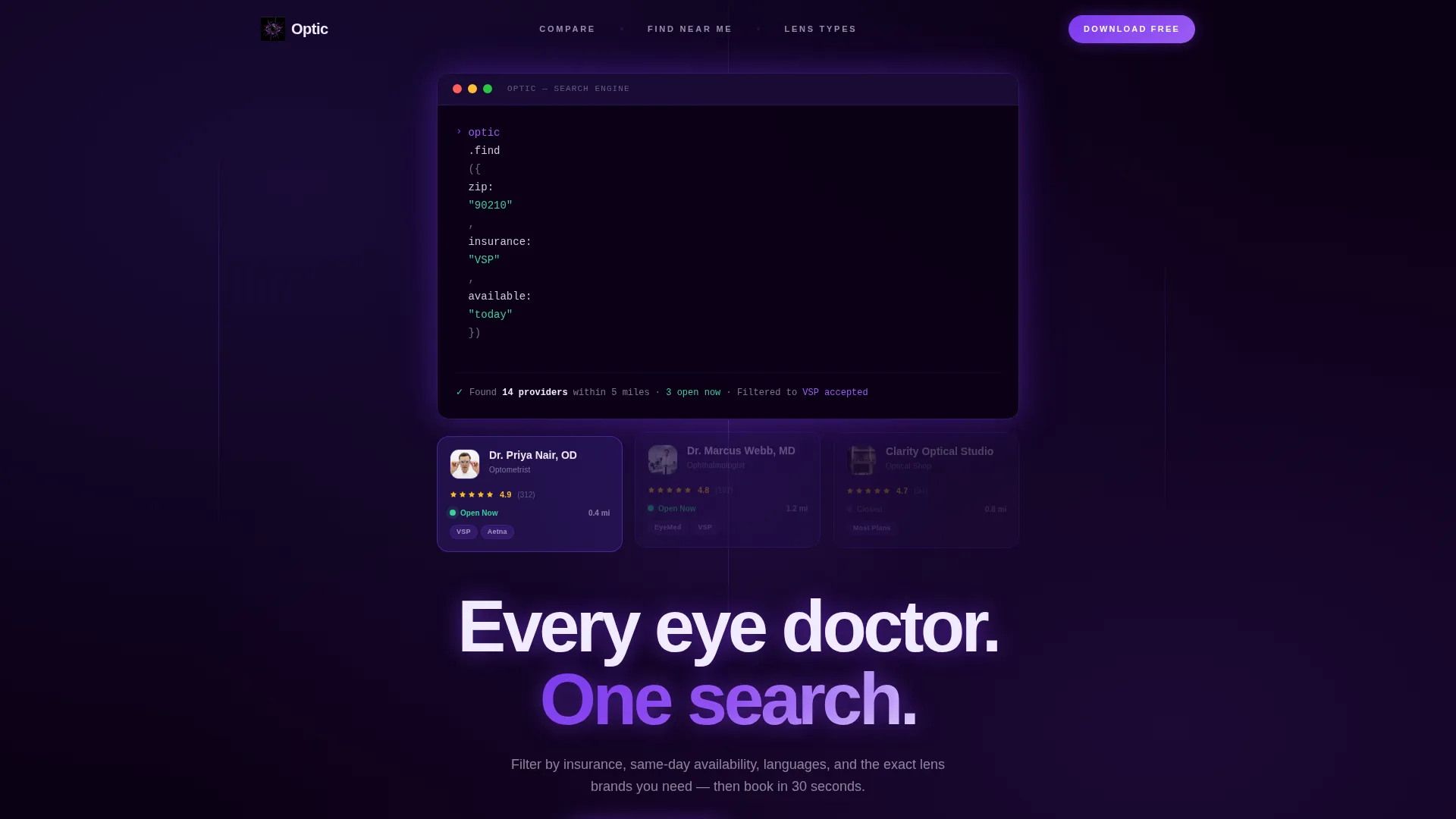 Expert Eye Care Practice Landing Page Template