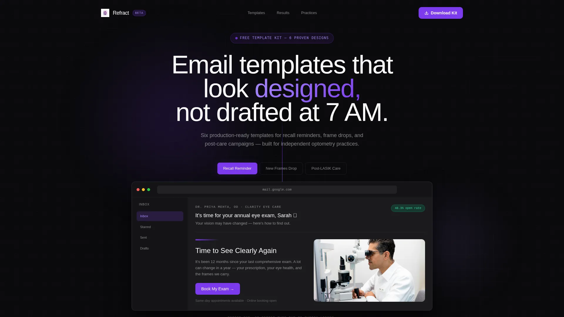 Optometry Email Newsletter Landing Page Template