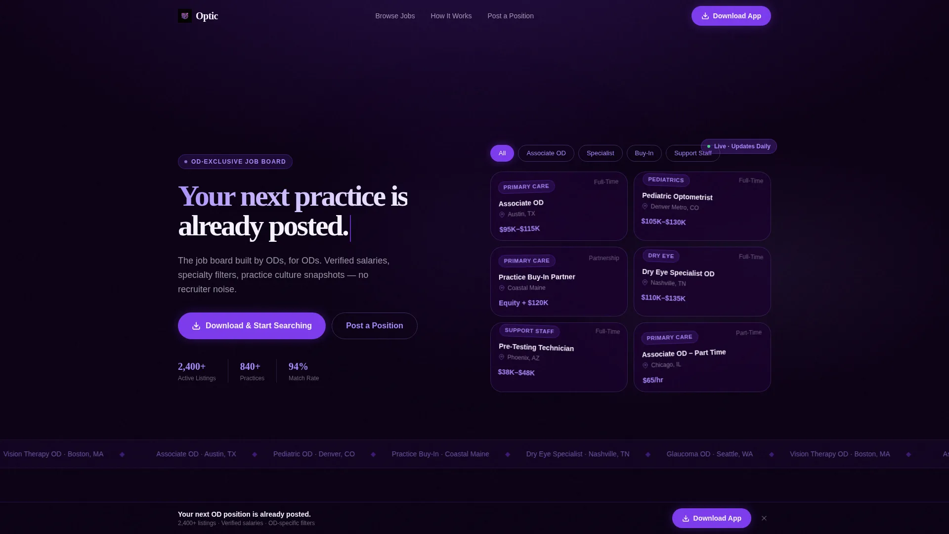 Optometry Job Board Landing Page Template