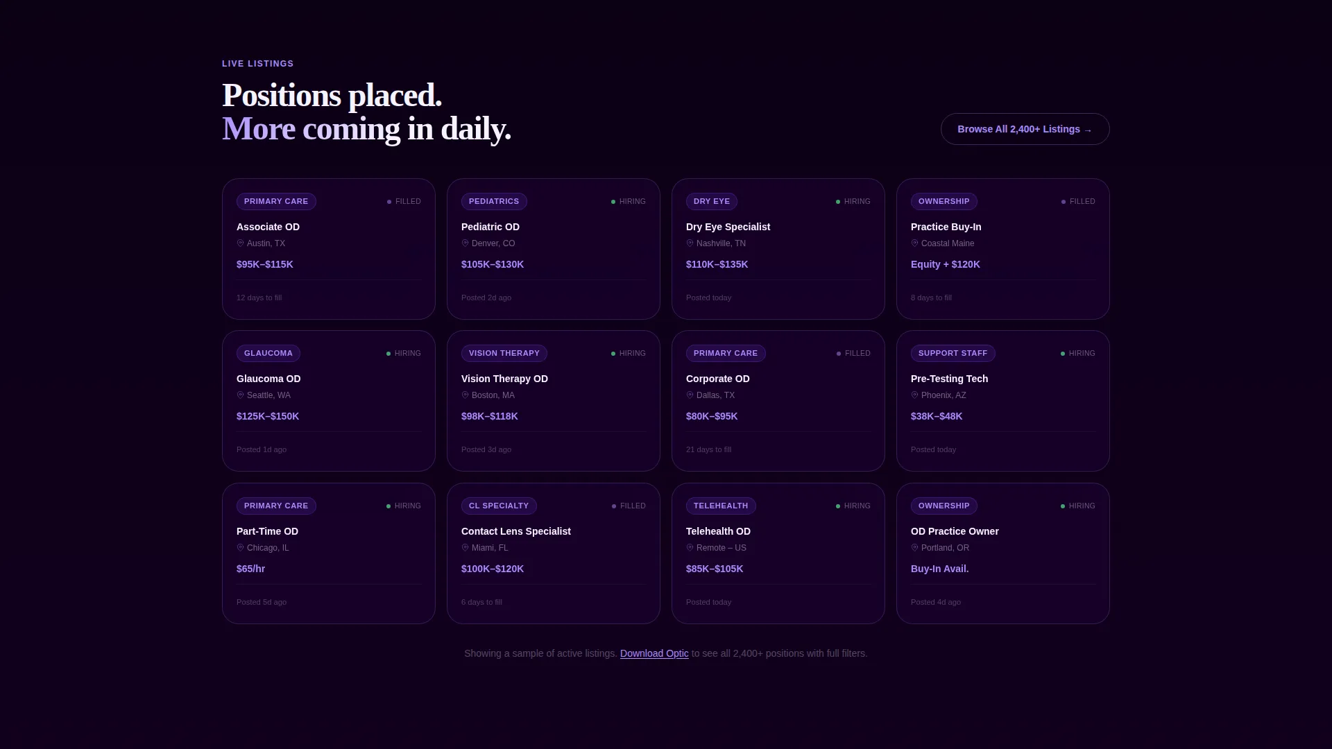 Optometry Job Board Landing Page Template