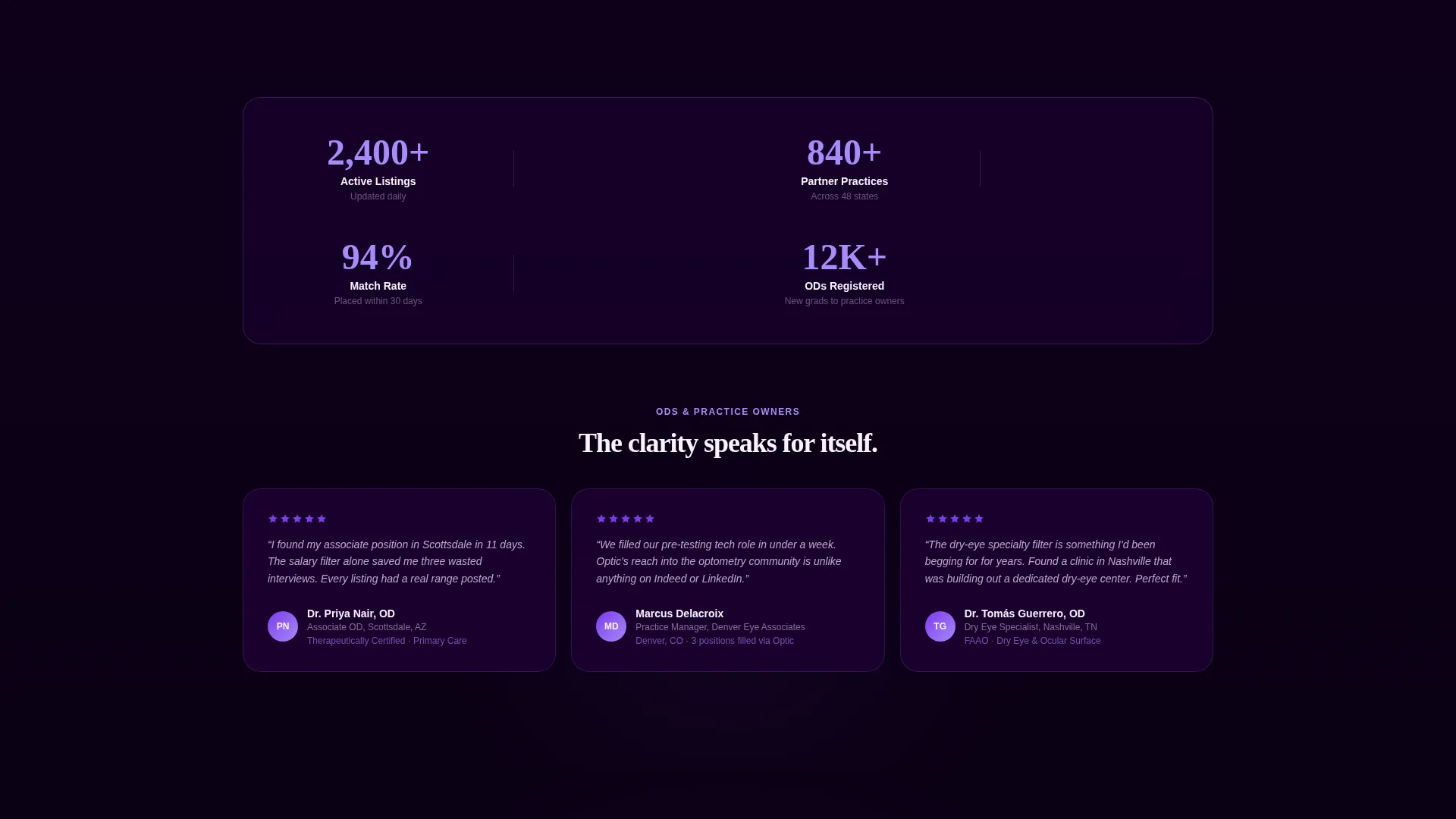 Optometry Job Board Landing Page Template