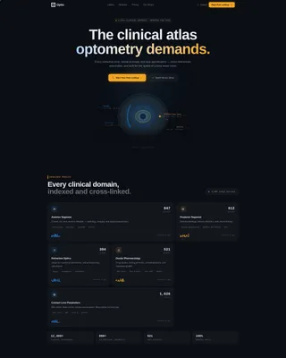 Glassmorphic Optometry Knowledge Base Landing Page