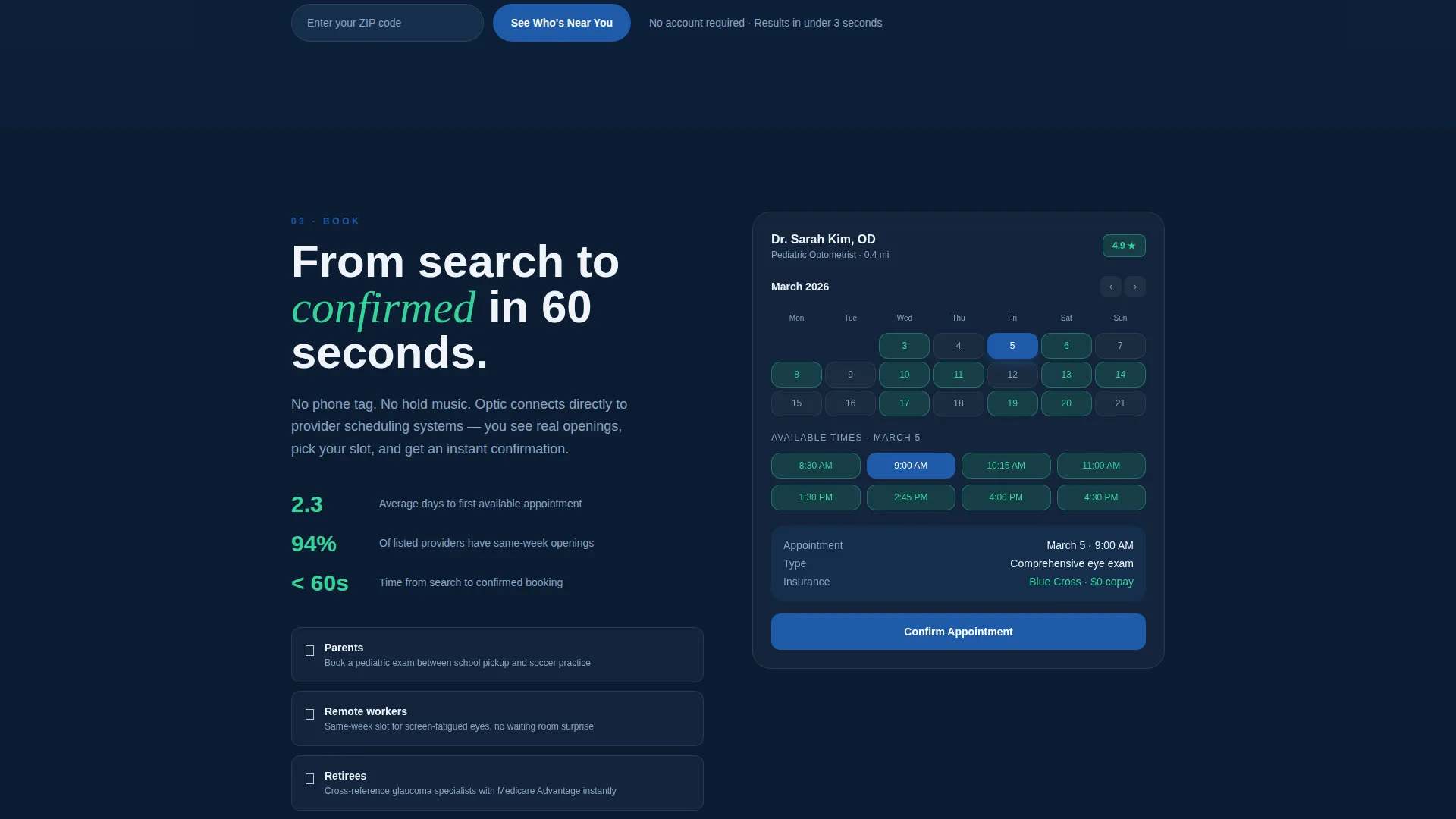 Specialized Vision Correction Landing Page Template