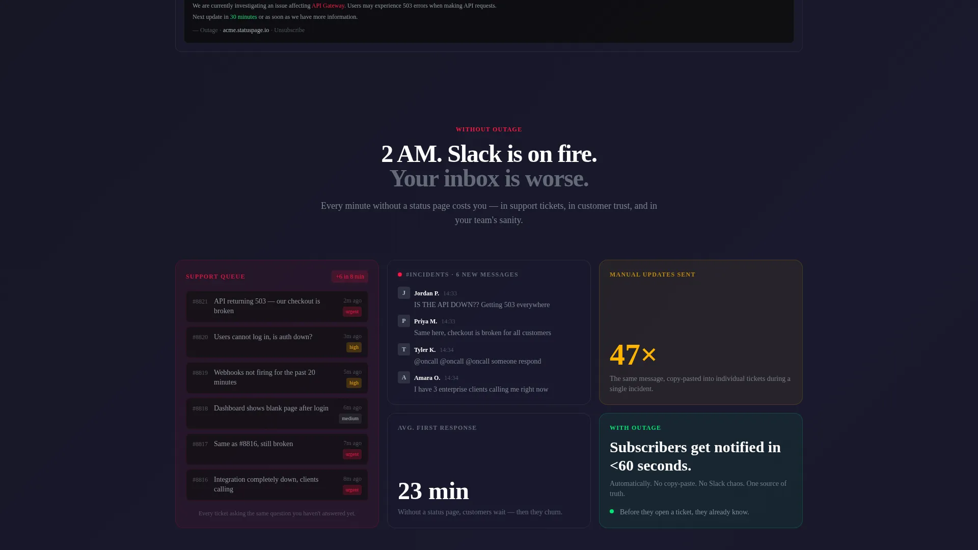 Status Landing Page Template for Incident Teams
