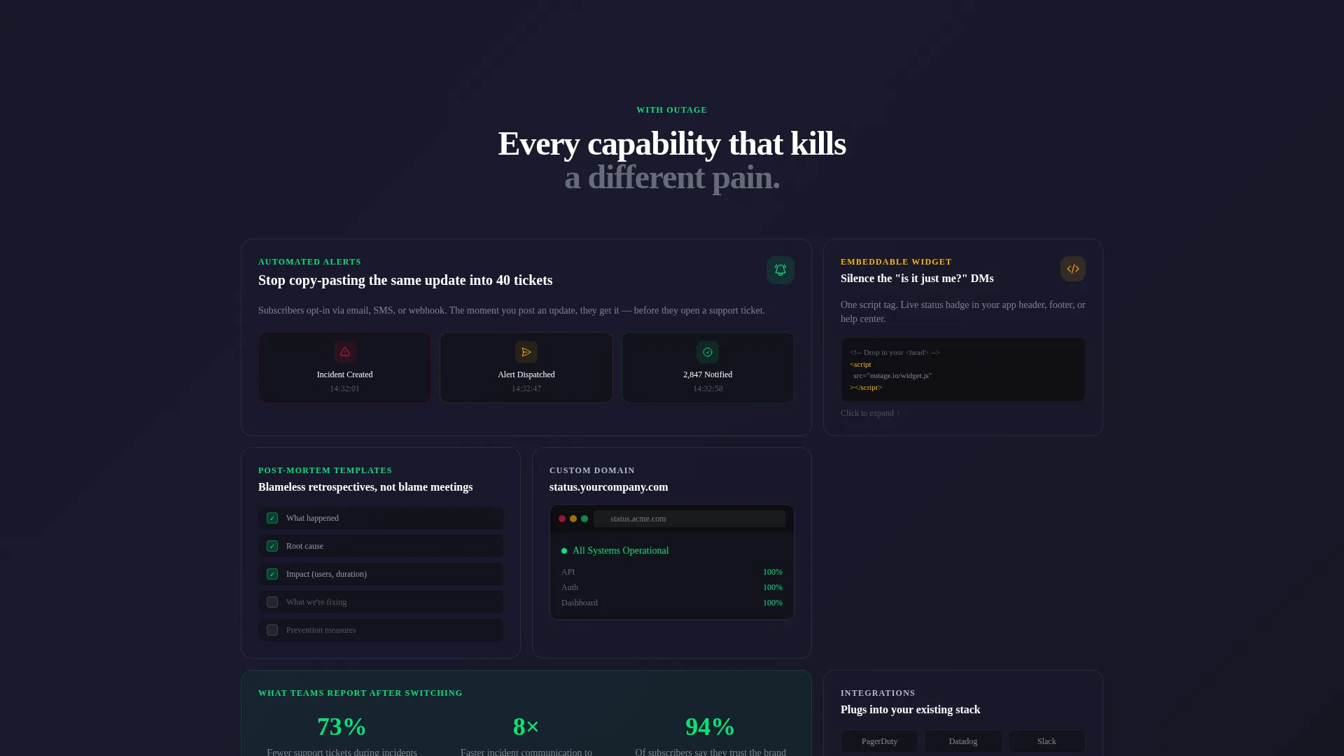 Status Landing Page Template for Incident Teams
