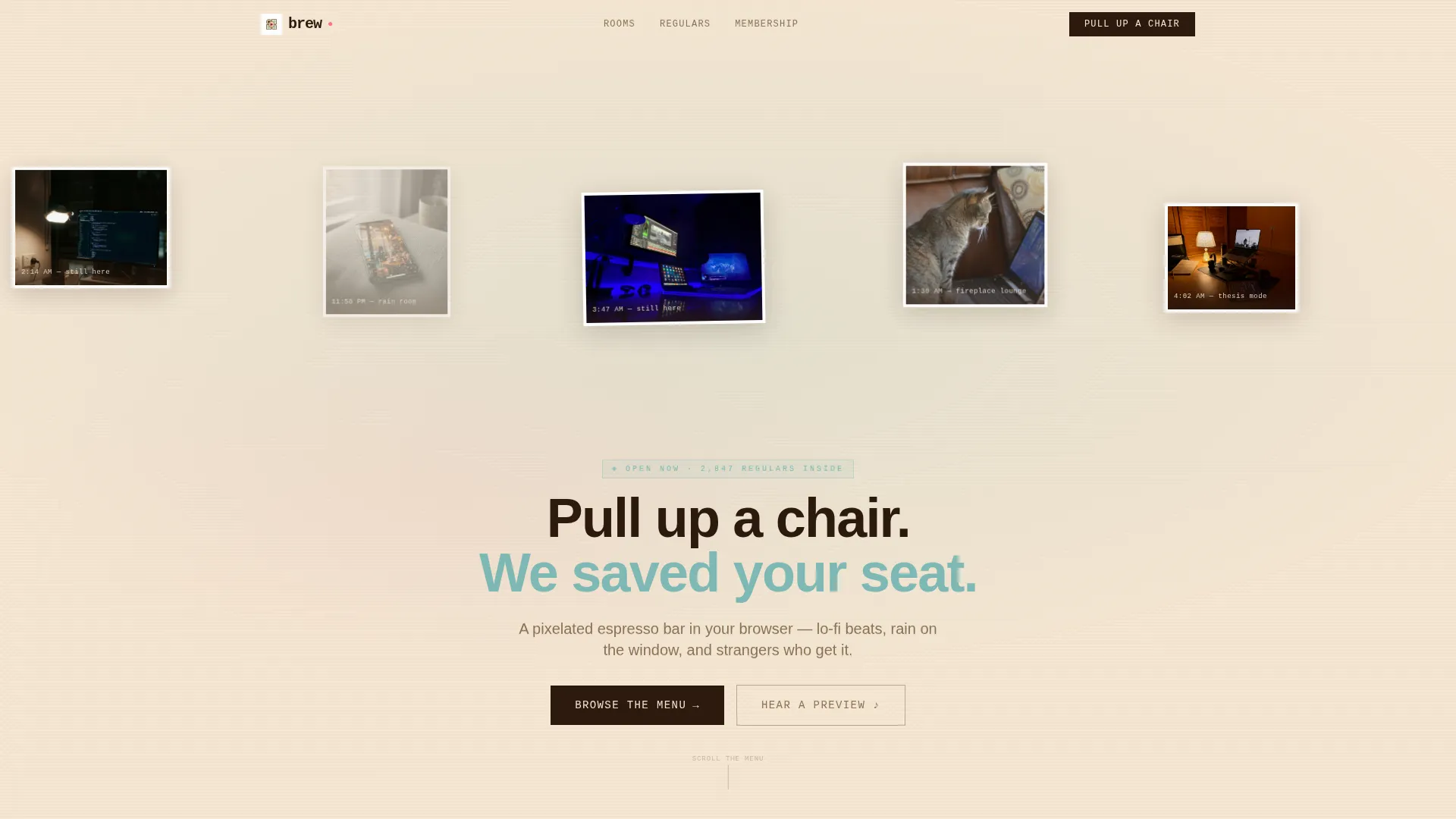 Cozy Virtual Café Landing Page Template
