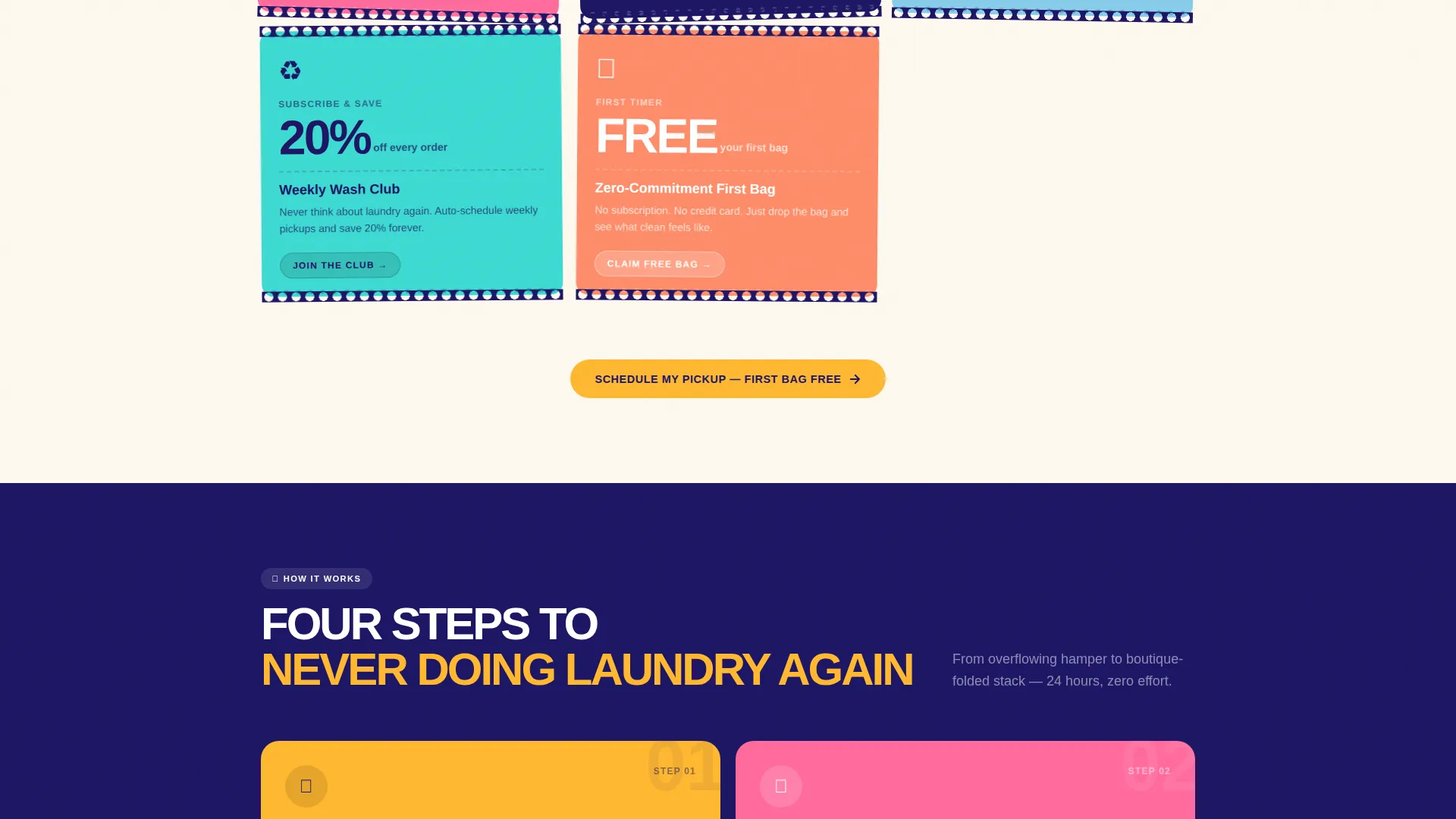 Laundry Service Landing Page Template | Neo-Retro