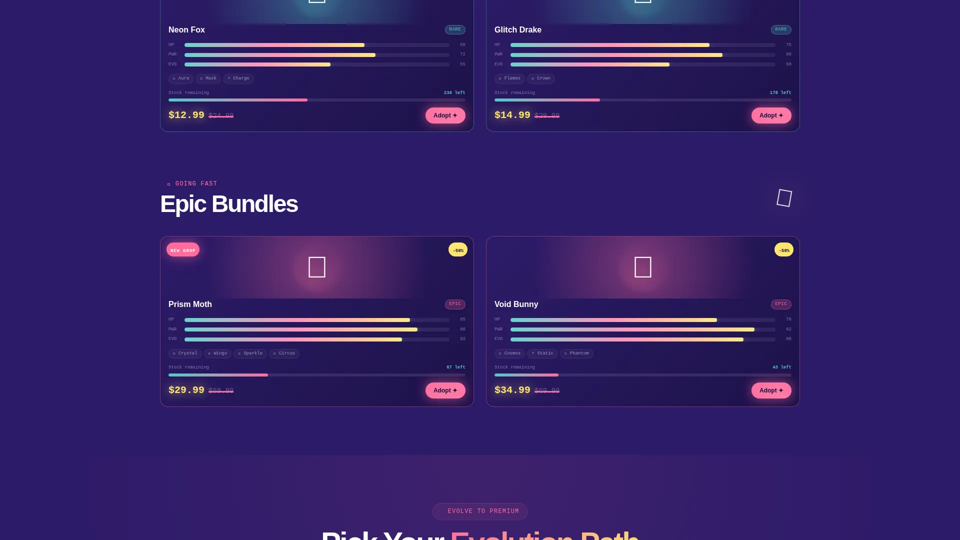 Neo-Retro Virtual Pet Shop Landing Page Template