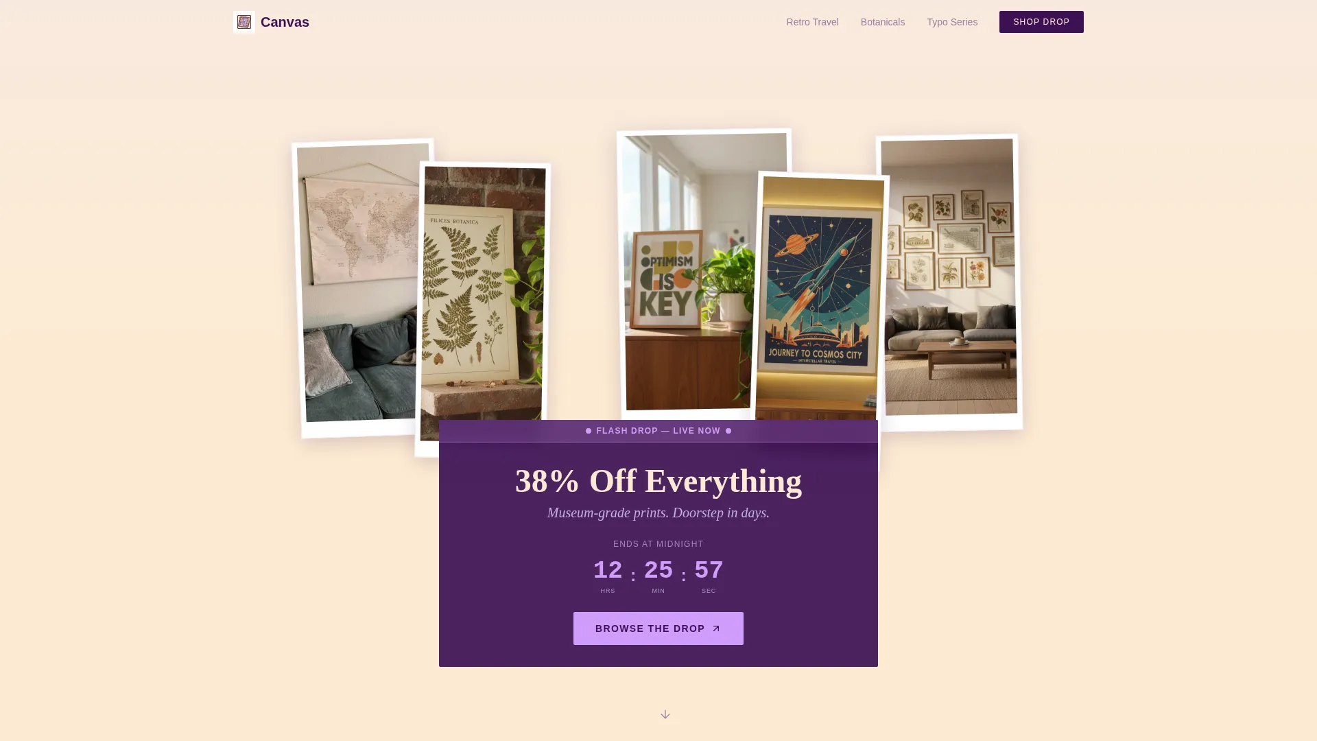 Vintage Prints Landing Page Template for Wall Art Stores