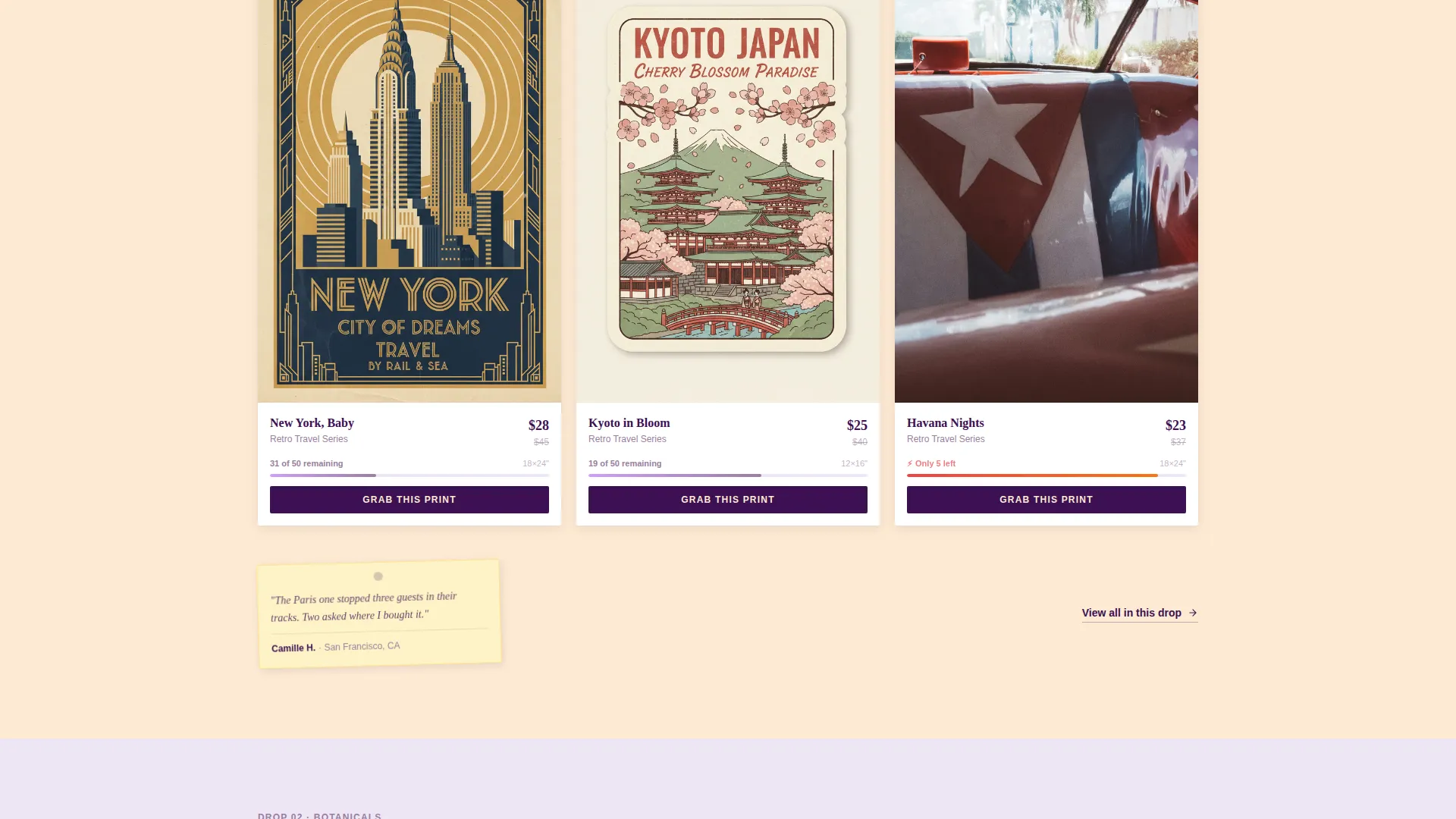 Vintage Prints Landing Page Template for Wall Art Stores
