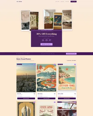 Vintage Prints Landing Page Template for Wall Art Stores