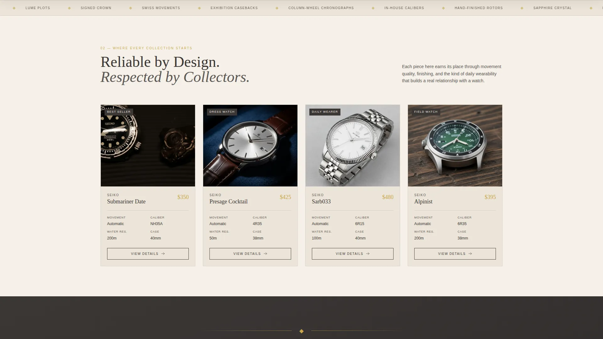 Refined Watch Store Landing Page Template