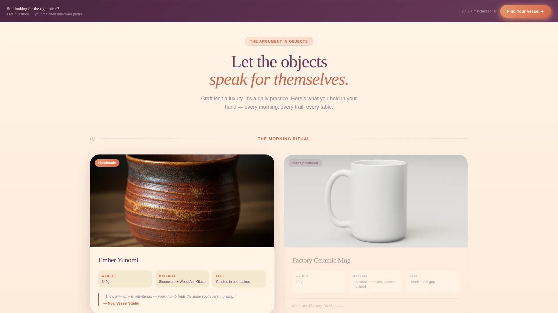 Artisan Drinkware Landing Page Template