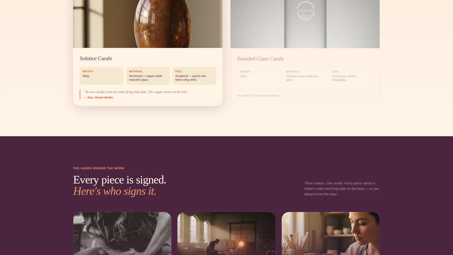 Artisan Drinkware Landing Page Template